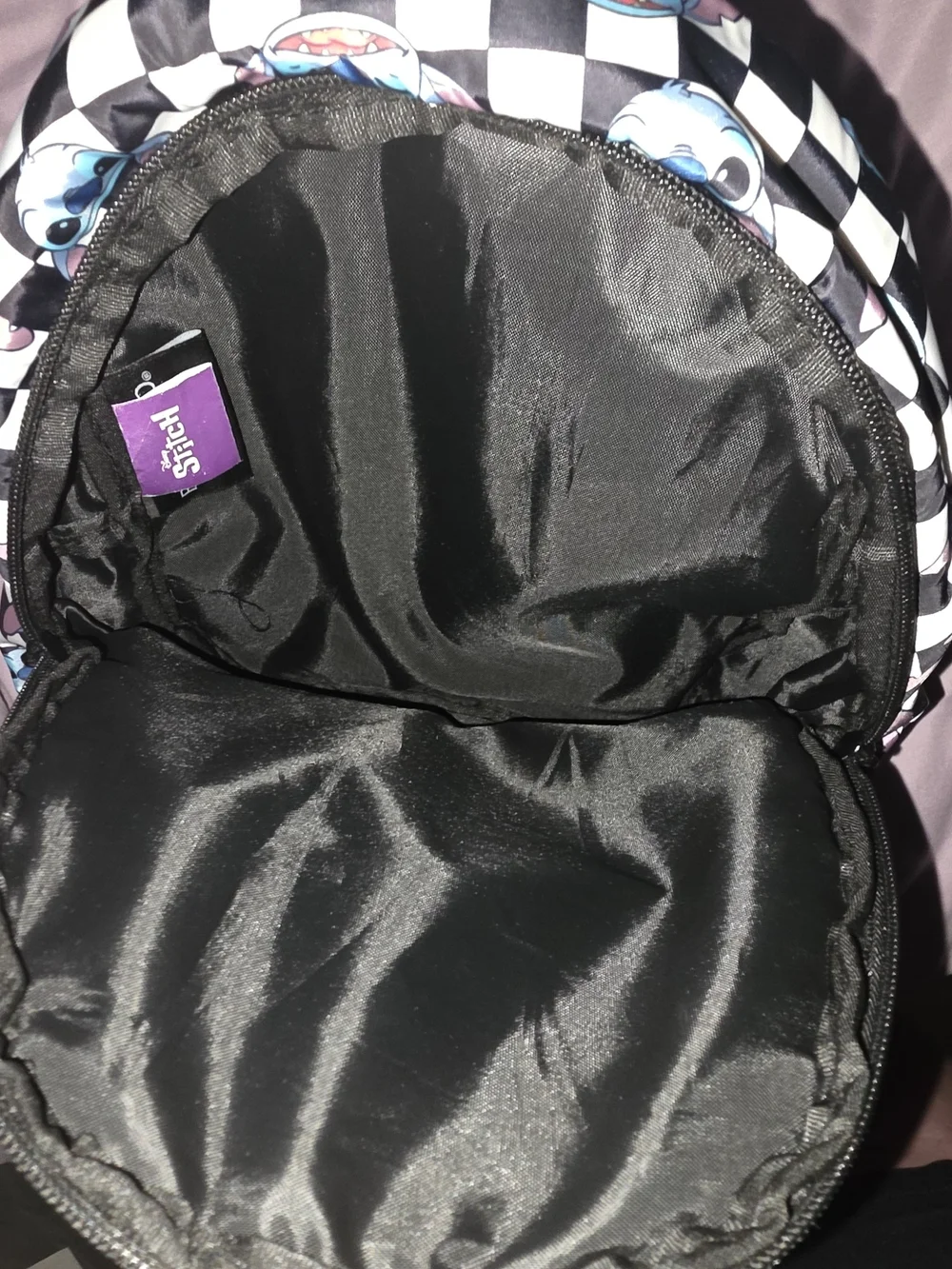 Disney Stitch Black & White Checkerboard Mini Backpack / Daypack Purse
